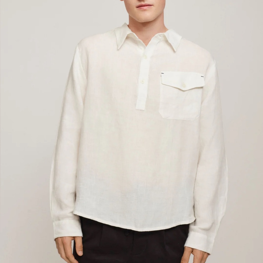 ForDays Men's Linen Grandad Popover Shirt